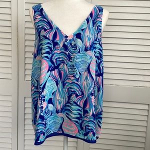 Lilly Pulitzer Florin Reversible V-Neck Tank Too. Size Large. NWOT.